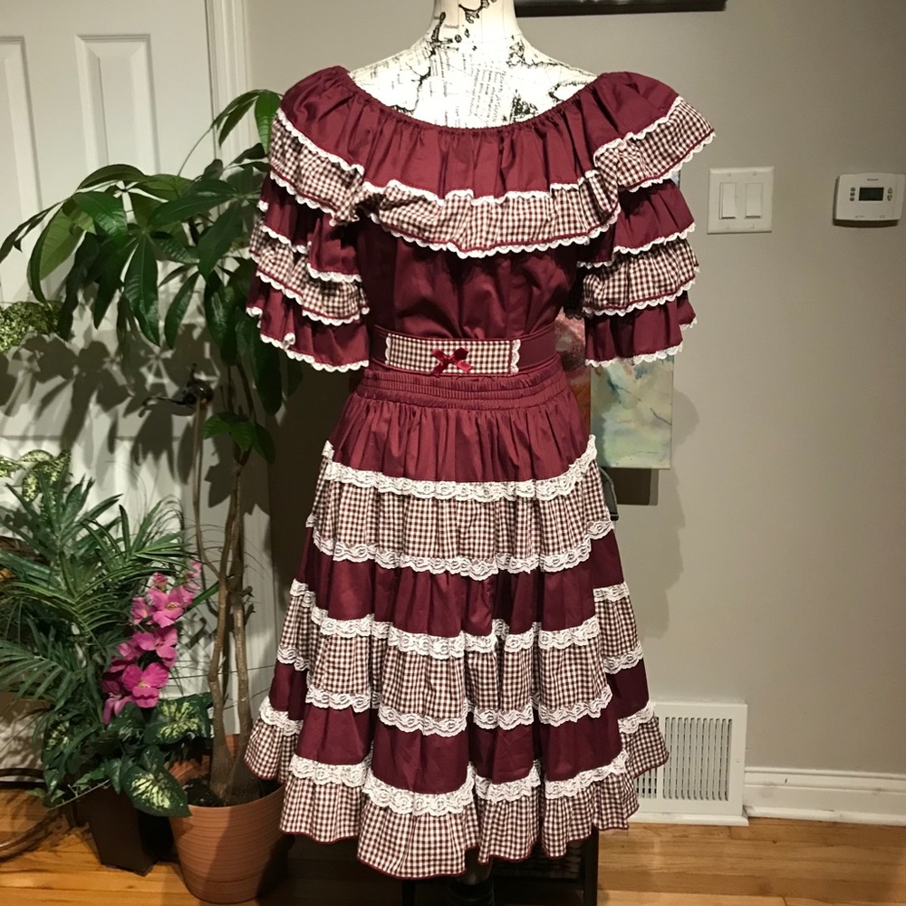 ☀️Fashions Wills Point Texas Co Ord Matching Set Vintage Folk skirt/Top puffy M